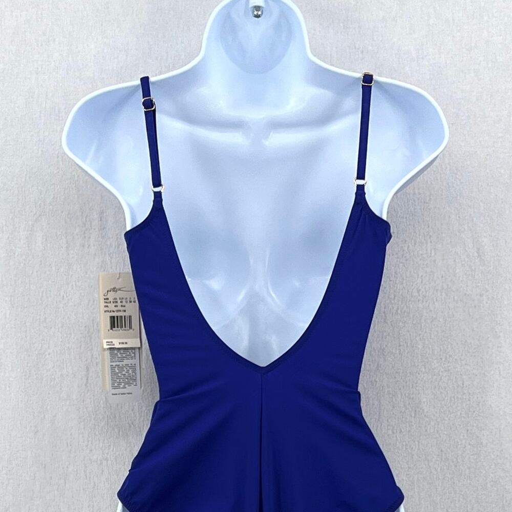 VINTAGE GOTTEX One Piece Swimsuit Womens 8 Blue Twist Front Adjustable Strap NEW - Picture 4 of 14